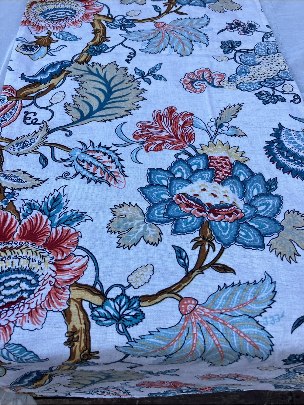 Floral earthy table runner handmade 84”